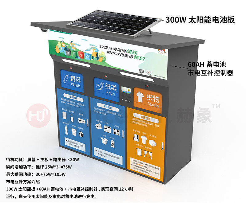 Hencesun赫象flt112智能垃圾箱太阳能市电互补解决方案介绍图